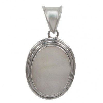 Oval Mother of Pearl Pendant, Sterling Silver